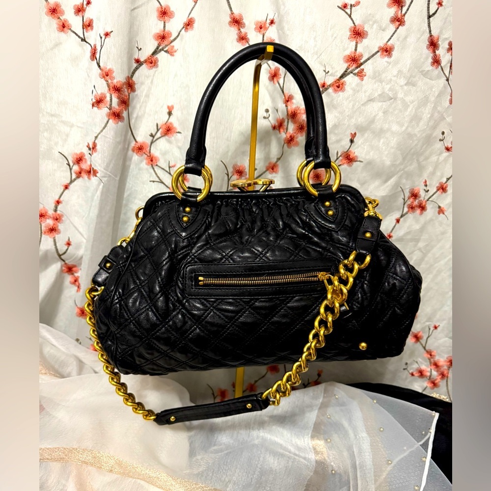 Mark Jacob’ Black Quilted Handbag with Gold hardware and Accents